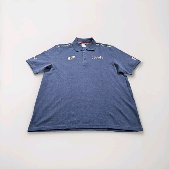 Puma Red Bull Racing T Shirt Mens XL Navy Blue Polo Sergio Perez F1 SP11 Logo - Picture 12 of 13